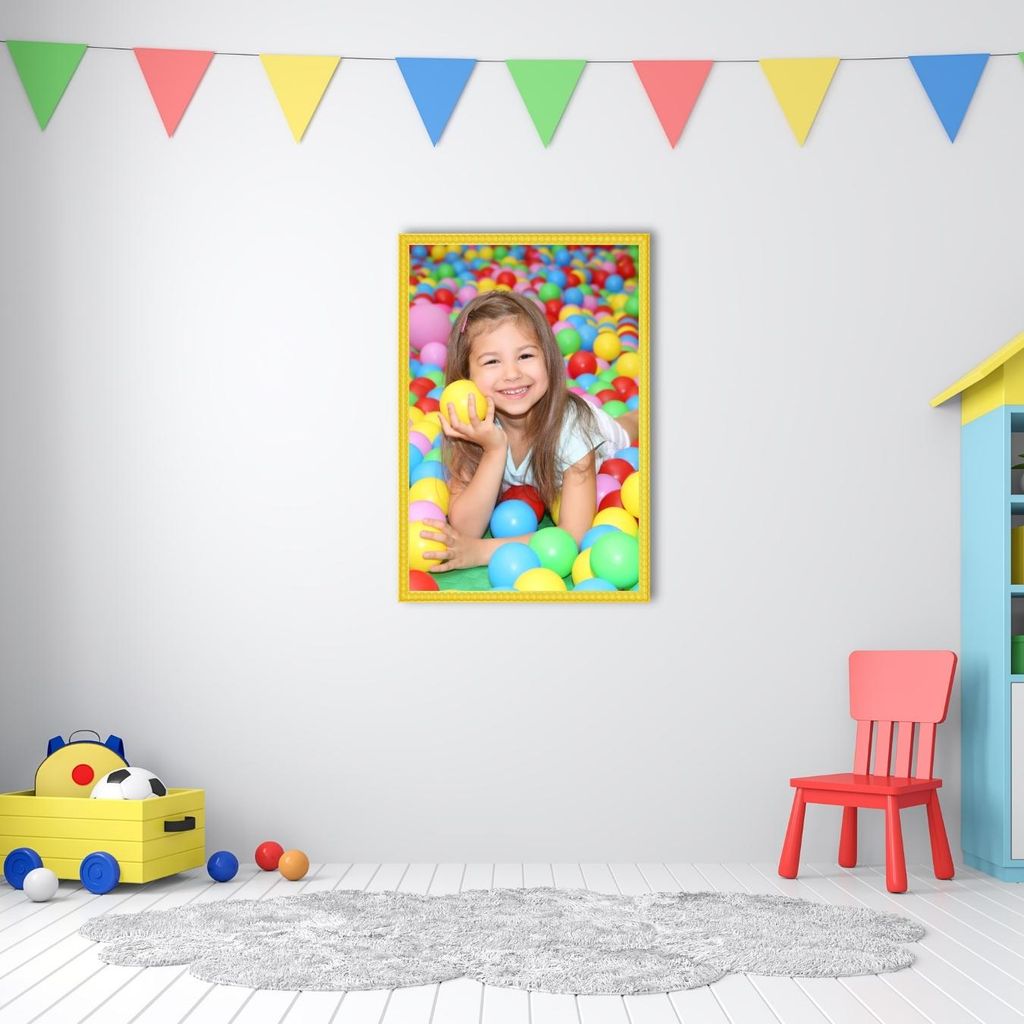 Bilderrahmen Gelb Bubble nach Maß Holz 20mm, Größe:90x75