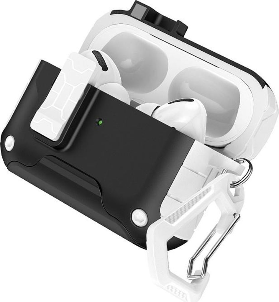 INF Bluetooth Kopfhörer Schutzhülle für AirPods Pro/Pro 2 mit Ständer Weiß+Schwarz