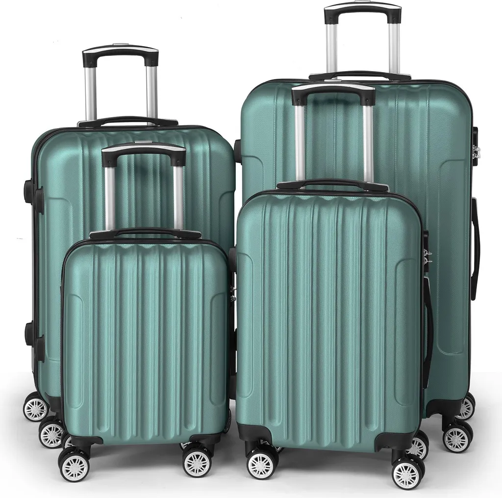 Set 4 Valigie FCH Turchese ABS Rigido: Trolley con Ruote 360 Gradi