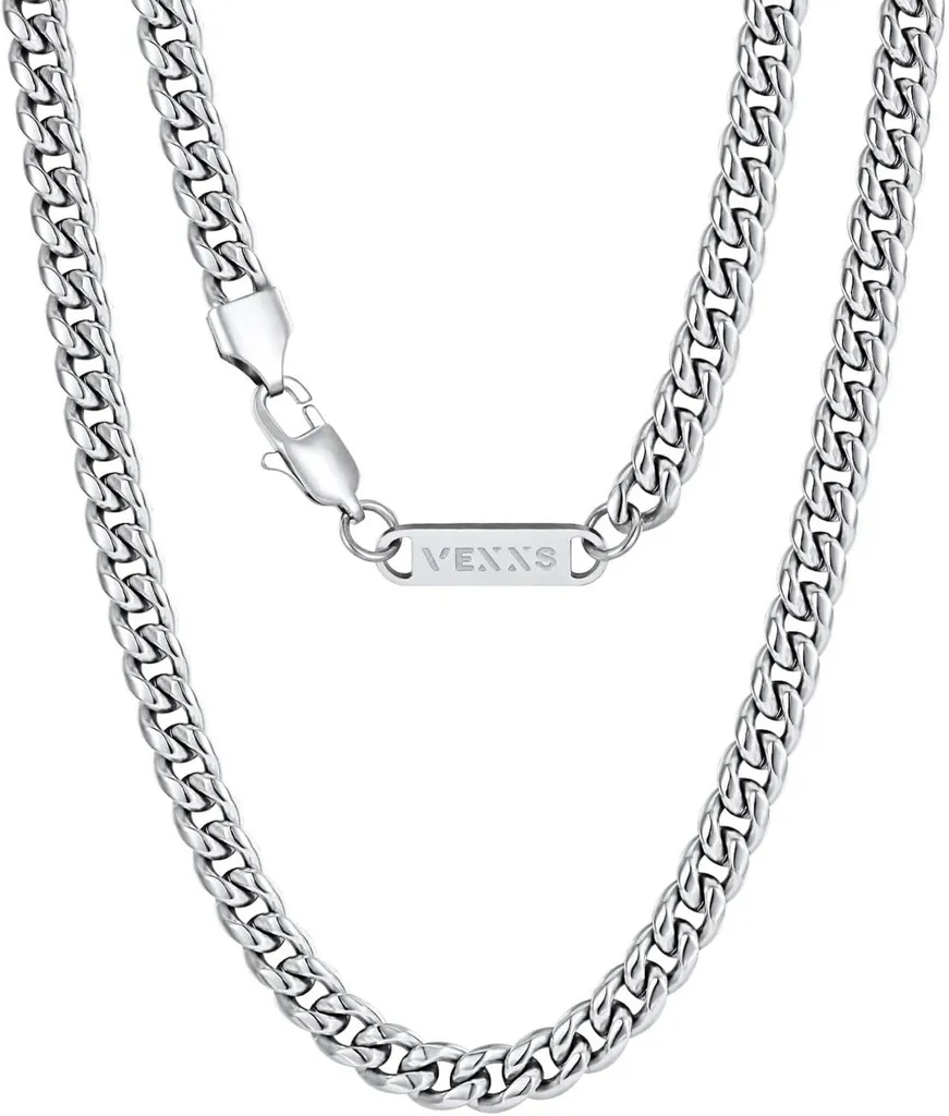 VEXXS Chaîne Cuban Link Or 18K pour Homme et Femme - Argent 6mm 51cm