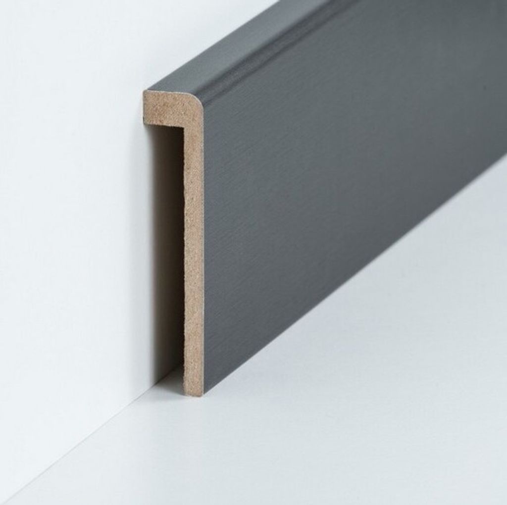 Fliesenabdeckleiste Bis 85 mm Höhe 19 x 96 x 2500 mm Grau MDF-Kern foliert Abdeckleiste für Fliesensockel by PROVISTON 25 Meter | 10 Stück