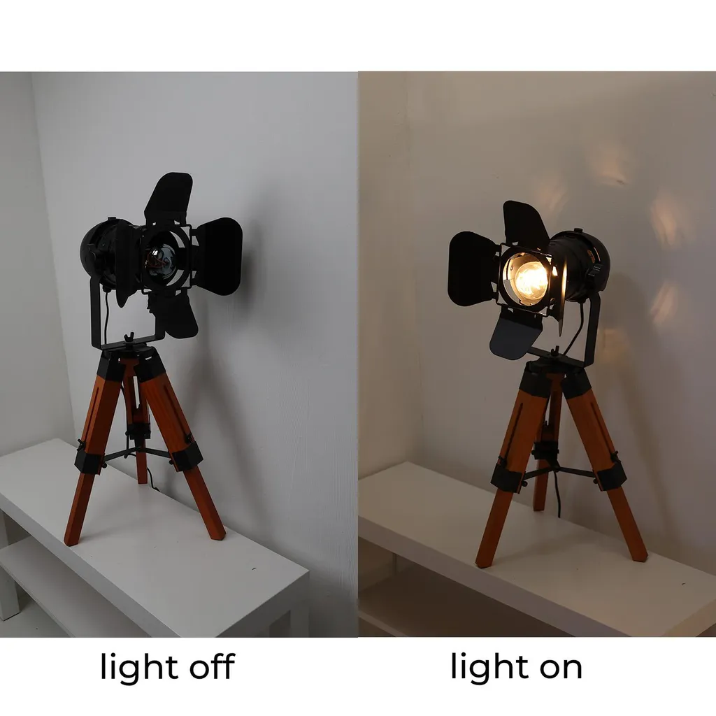 Lampe à Poser Orientable en Métal et Bois Style Rétro Projecteur Studio E27 - 9