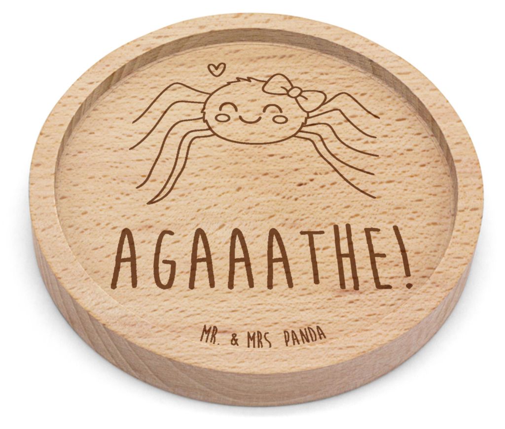 Mr. & Mrs. Panda Untersetzer Holz Spinne Agathe Freude - Transparent - Geschenk, Tischuntersetzer, Viral, Trend, Coaster, gläseruntersetzer, Glas-...