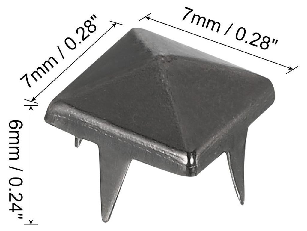 80 Stš¹ck Quadratische Nieten Metall, 7mm Punk Pyramid Nieten, Kupfer Pyramide Spike Nieten fš¹r Kleidung Tasche Leder Schuhe (Gl?nzendes Schwarz)