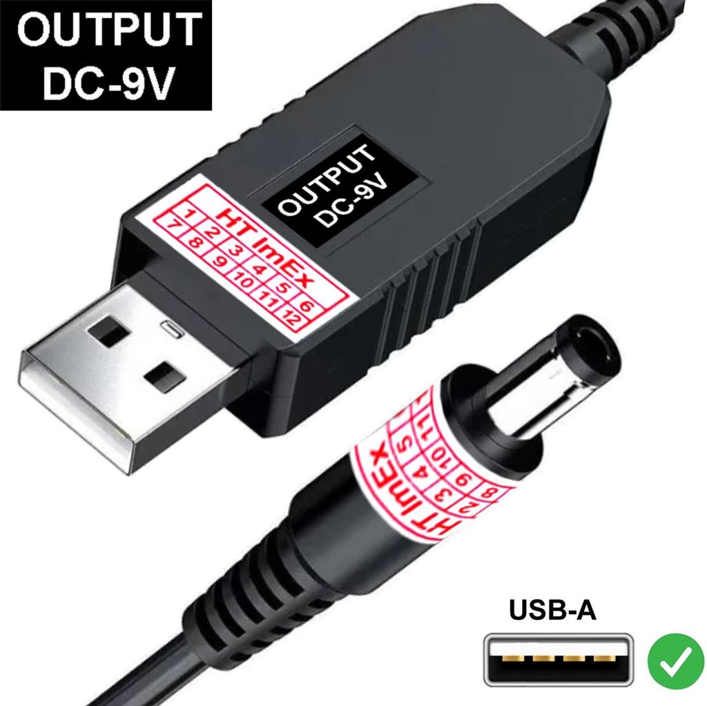 USB 5V auf 9V Boosterkabel DC 5.5x2.5mm Step Up Adapter Kabel 1m Stromkabel