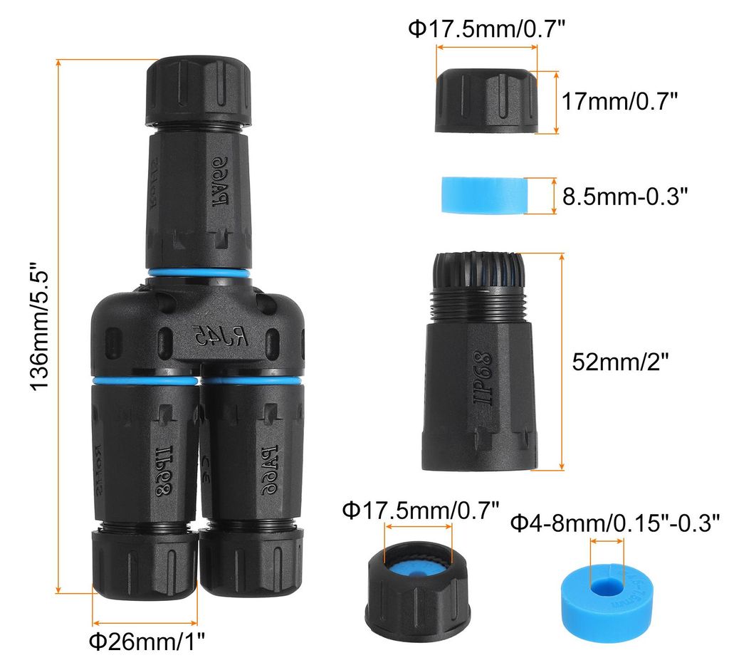 RJ45 Kupplung Cat7, 1 Stš¹ck Splitter Adapter IP68 Wasserdichter LAN Ethernet Extender fš¹r Ethernet Cat5/Cat5e/Cat6/Cat7/Cat8