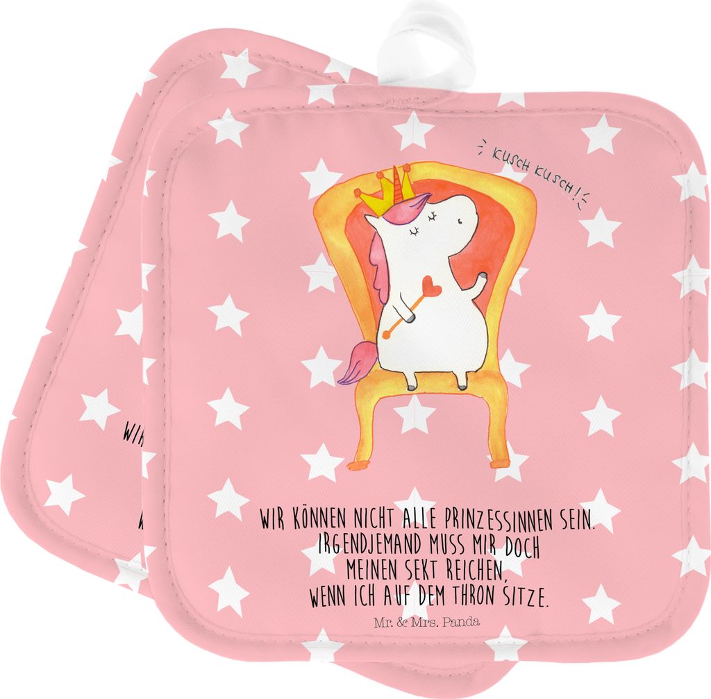 Mr. & Mrs. Panda Topflappen Einhorn König - Rot Pastell - Geschenk, Topfuntersetzer, topfhalter, Unicorn, Bundeskanzler, Präsident, Kaiser, Topfl...