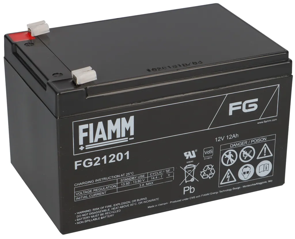 Batterie Plomb Fiamm FG21201 12V 12Ah Faston 4.8mm Haute Performance