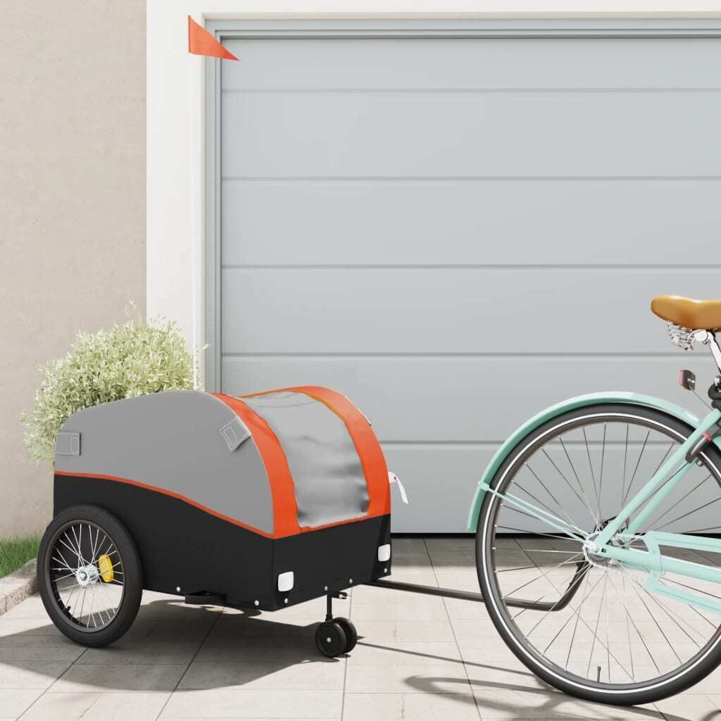 "im Angebot" Fahrradanhänger für Haustiere - mit Wetterfester Bezug - Schwarz und Orange 45 kg Eisen - Fahrradanhänger CC25228
