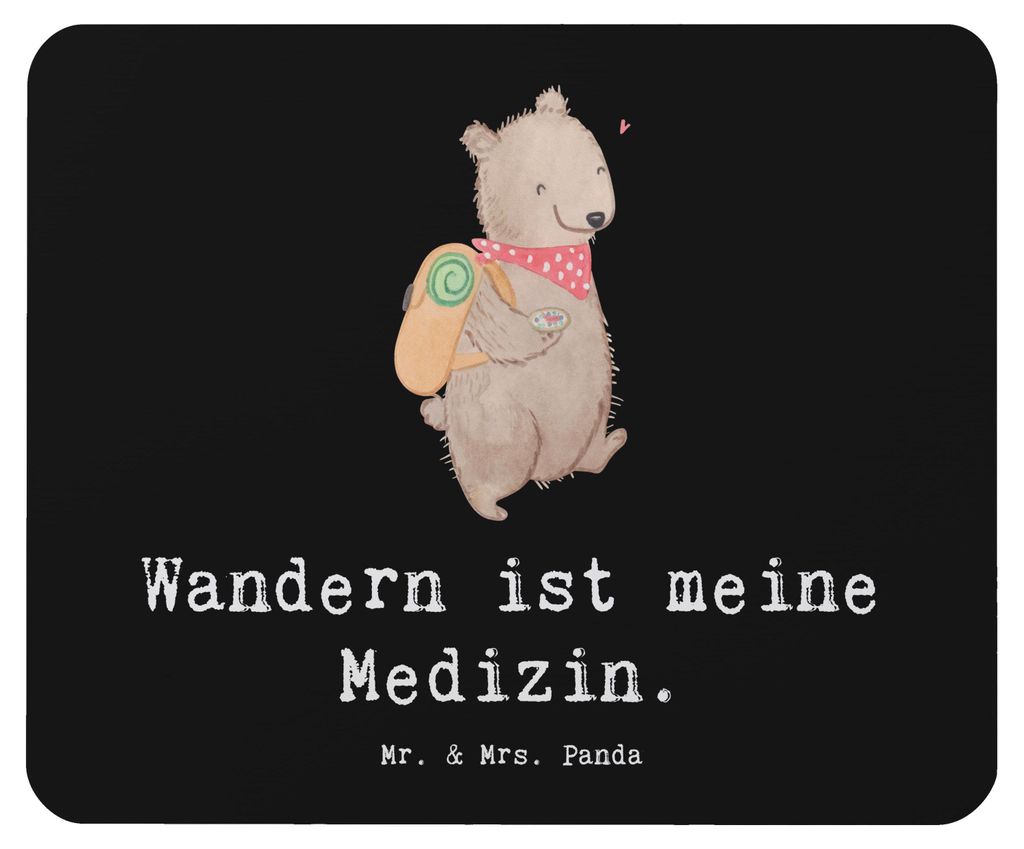 Mr. & Mrs. Panda Mauspad Bär Wandern - Schwarz - Geschenk, Spazieren, Freizeitsport, pc mousepad, computermatte, Natur Entdecken, laptop, Bergstei...