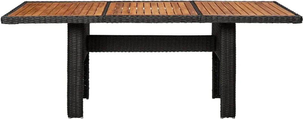 Table de jardin vidaXL noire 200x100x74 cm en poly rotin résistant