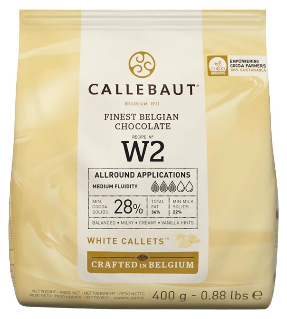 Callebaut W2, bílá čokoláda v podobě drobných kostek, 400 g Obrázek produktu 