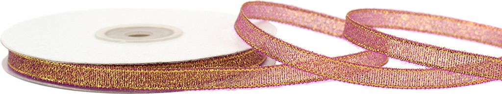 Glitzerband 6mm x 32m Rolle Rot / Gold