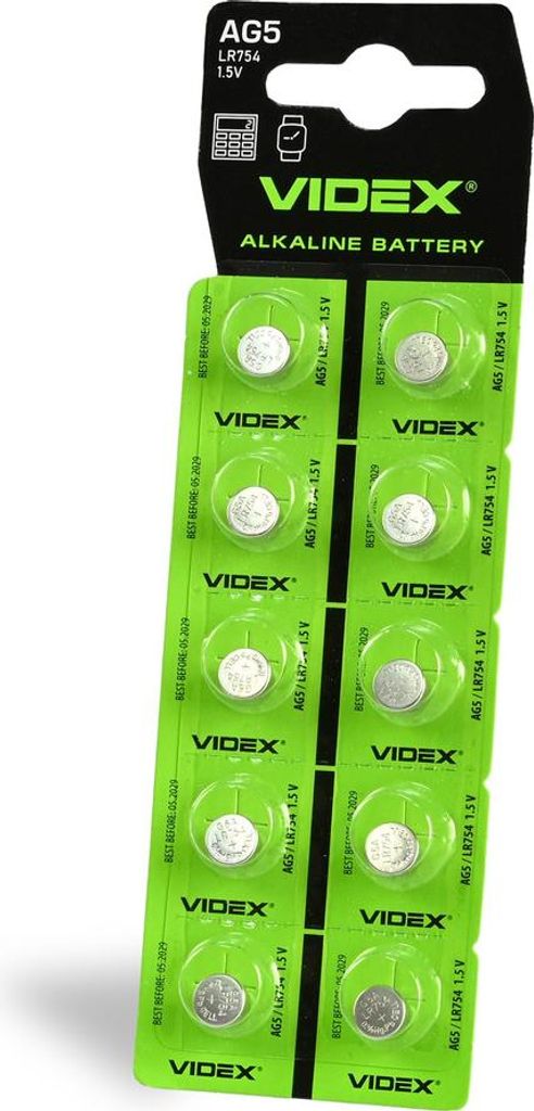 VIDEX AG5/LR754 Alkaline-Batterie Blisterverpackung 10 Stück.