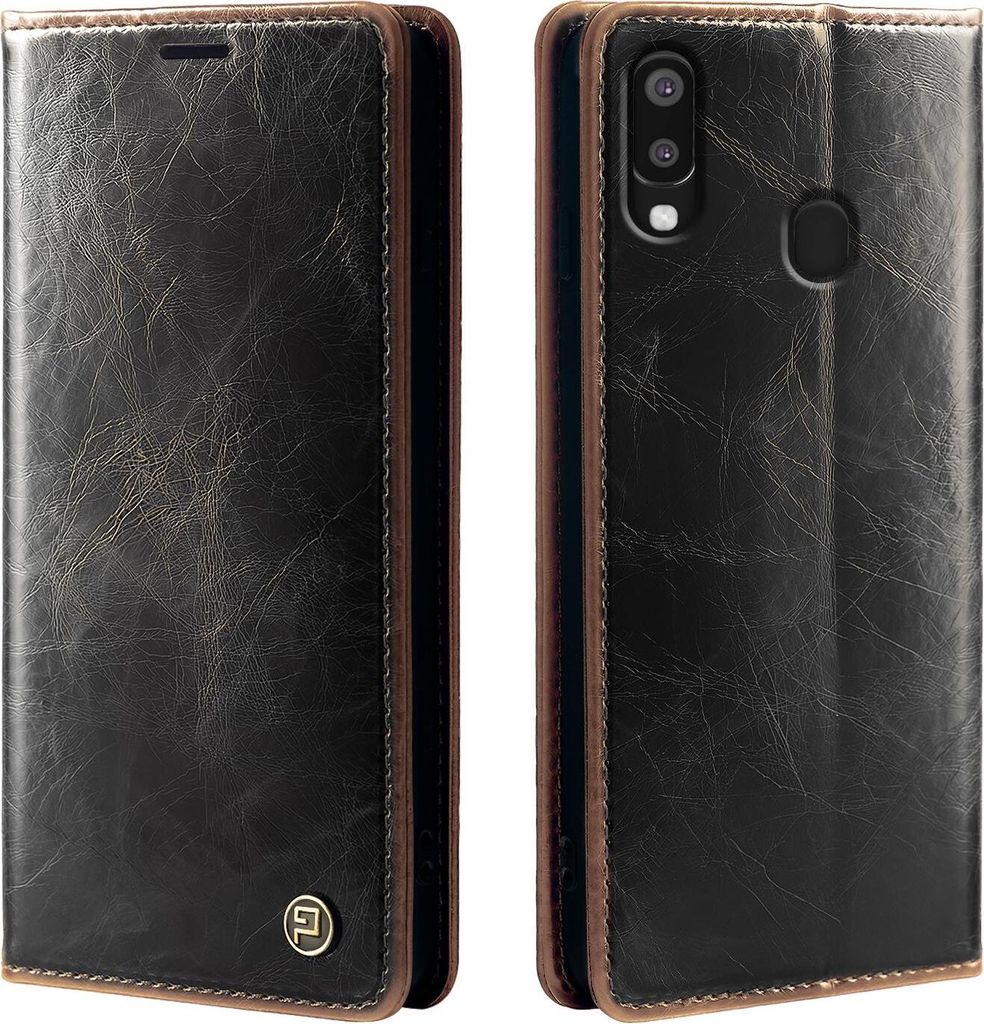 Handyhülle für Samsung Galaxy A40 Kunstleder Flip Vintage Cover Hülle RFID Schutz Case Kartenfach Farbe: Dunkelbraun