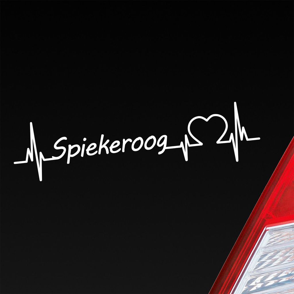 Auto Aufkleber Spiekeroog Herz Puls Insel Island Nordsee Liebe Love 19x5 cm Weiss Glanz Sticker Heckscheibenaufkleber