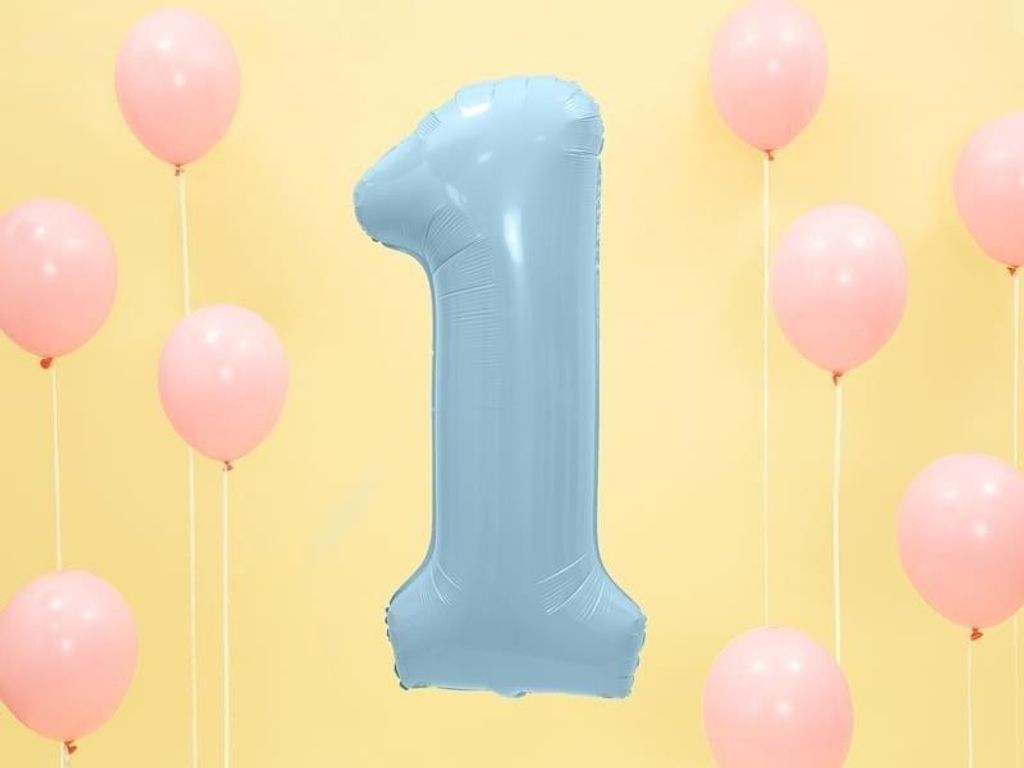 Palloncino in foil Numero 1, 86 cm, azzurro Immagine del prodotto 