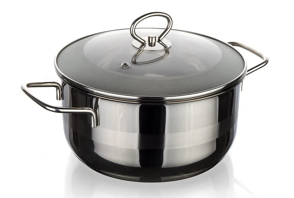 Pentola 26cm con coperchio in vetro 6,5l in acciaio inox MATTE NEW LINE induzione