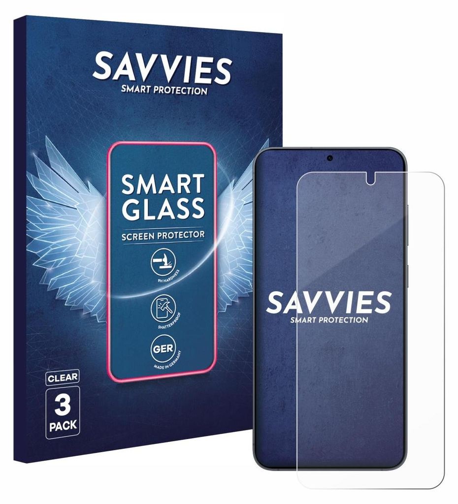 3x Savvies Schutzglas Folie für Samsung Galaxy S25 Plus 9H Panzer Schutzfolie Glas Displayschutz klar transparent