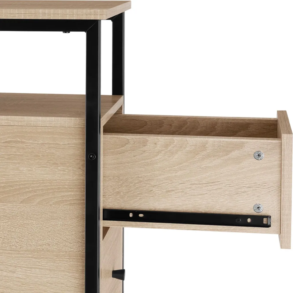 Table de chevet robuste en chêne Sonoma avec structure métal 61cm - 8