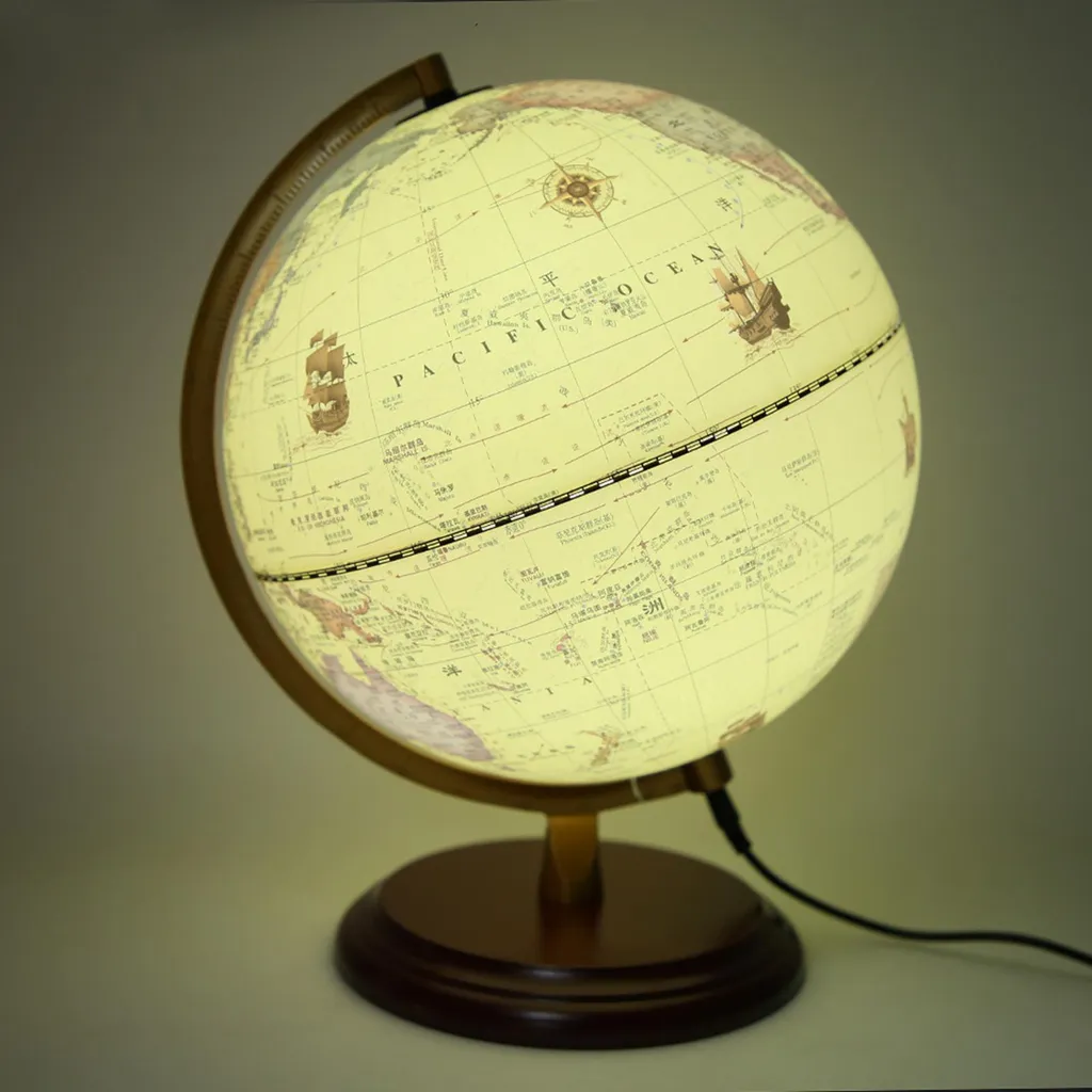 Mappemonde Interactive Lumineuse 25 cm - Globe Éducatif Style Antiquité