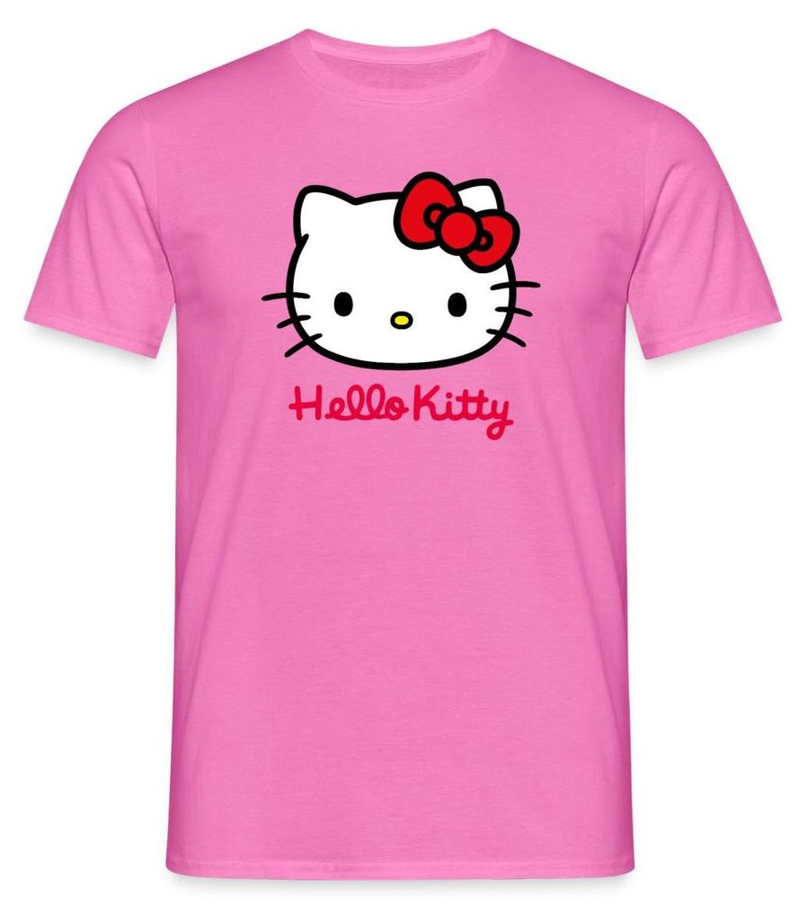 Spreadshirt Hello Kitty Klassisch Mit Schriftzug Männer T-Shirt, M, Pink