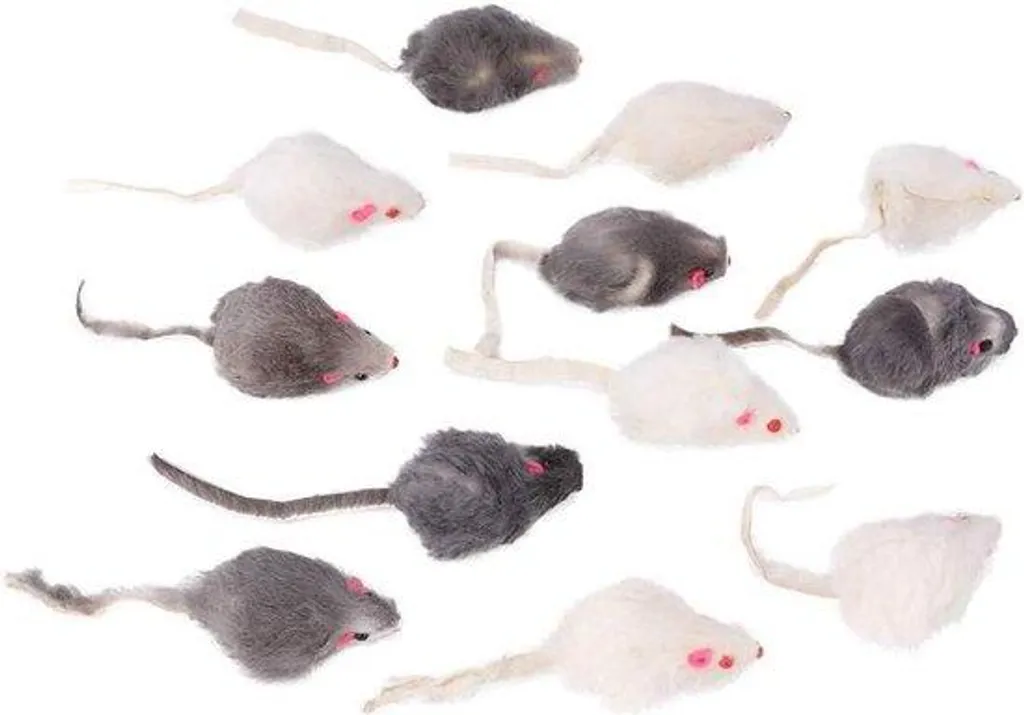 Jouets souples pour chat avec sifflet lot de 12 gris et blanc doux