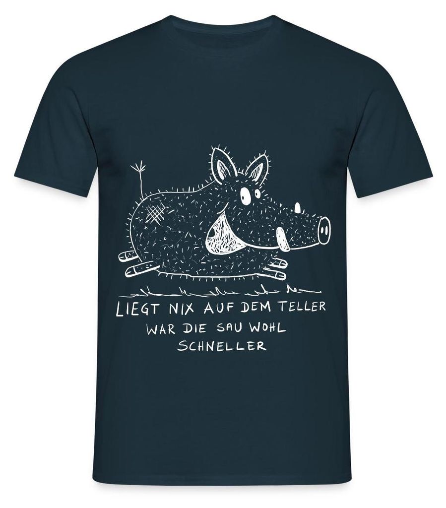 Spreadshirt Kleines Wildschwein Jäger Spruch Lustig Männer T-Shirt, XL, Navy