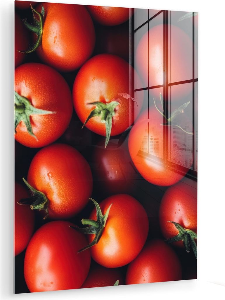 MuchoWow Glasbilder - Bilder auf Wandbild - Foto auf Glas Gemüse - Rot - Tomaten 30x40 cm Wanddekoration aus Glas - Acrylglasbild - Acrylbilder - ...