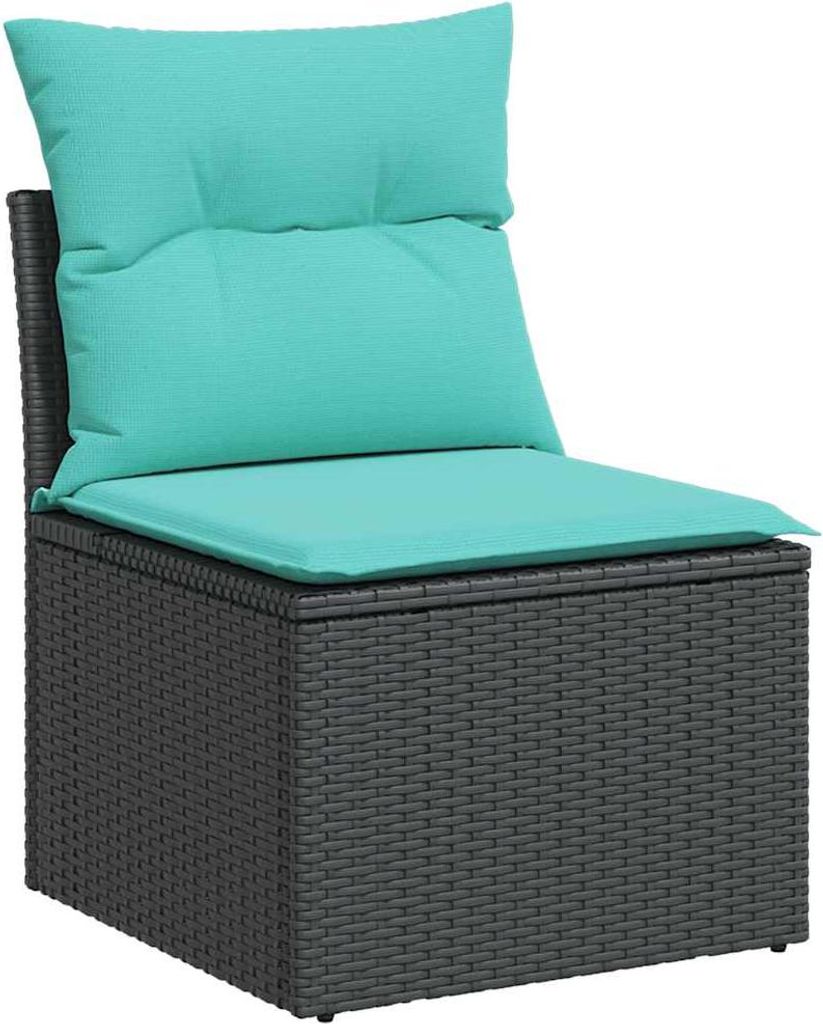 (Robust Möbel) 6-tlg. Garten-Sofagarnitur mit Kissen Schwarz Poly Rattan - CL390629 - Gartenlounge-Set, Gartenmöbelset, Sitzgruppe