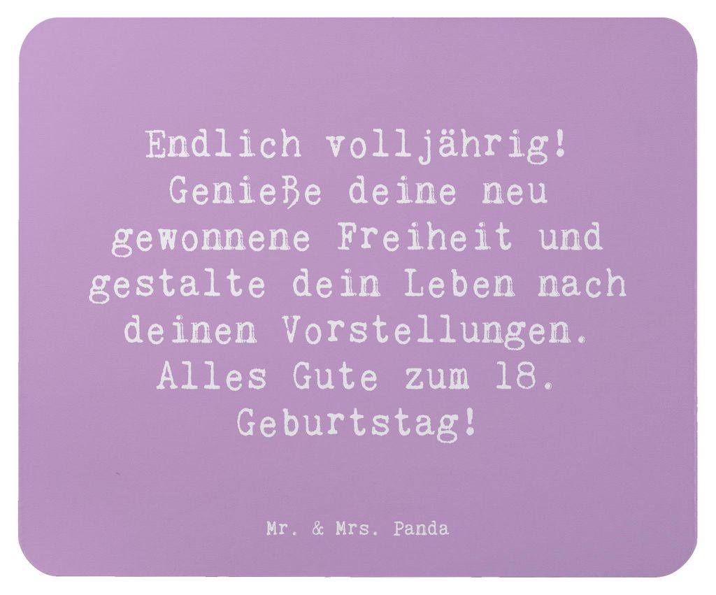 Mr. & Mrs. Panda Mauspad Spruch 18. Geburtstag Freiheit - Lavendeltraum - Geschenk, liebevolle Geschenke, computer mousepad, Happy Birthday, laptop...