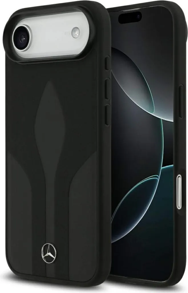 Coque Mercedes iPhone 17 Air Cuir Noir Antichoc avec Aimant MagSafe