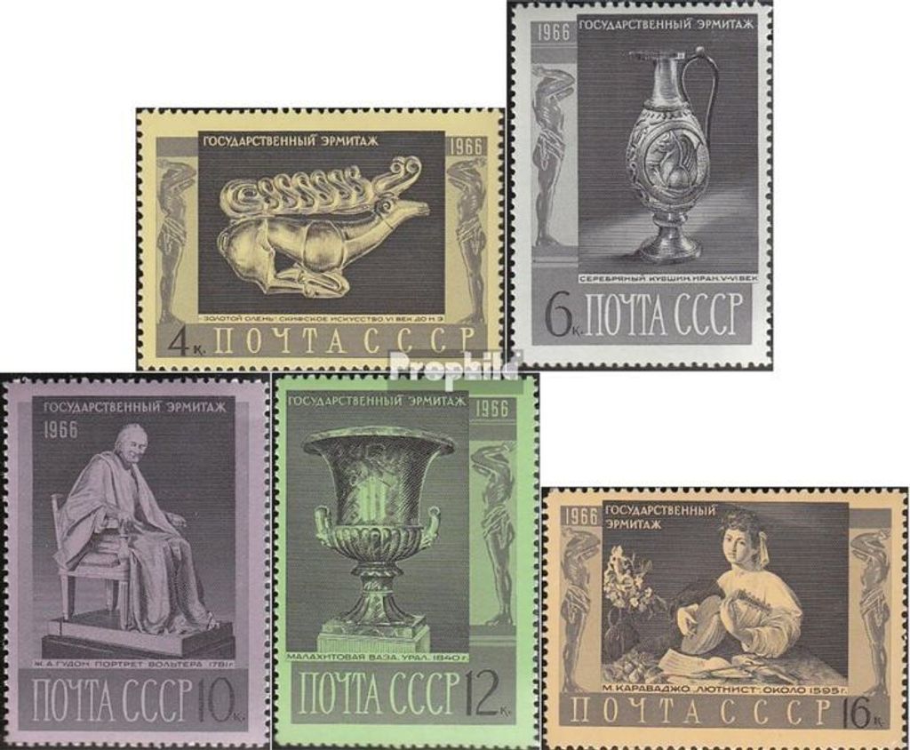Briefmarken Sowjetunion 1966 Mi 3313-3317 (kompl.Ausg.) postfrisch Kunstschätze der Eremitage