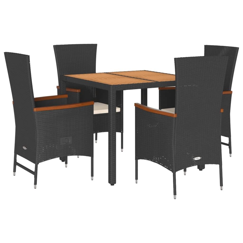 "WINTER SALE" 5-tlg. Garten-Essgruppe - elegantes Design - Sitzgruppe/Gartenmöbel-Set - mit Kissen Schwarz Poly Rattan - Terassenmöbel NeuMöbel9...