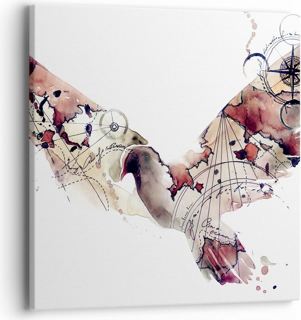 Bild auf Leinwand - Leinwandbild - Vogel Abstraktion - 40x40cm - Wand Bild - Wanddeko - Wandbilder - Leinwanddruck - Bilder - Kunstdruck - Wanddeko...