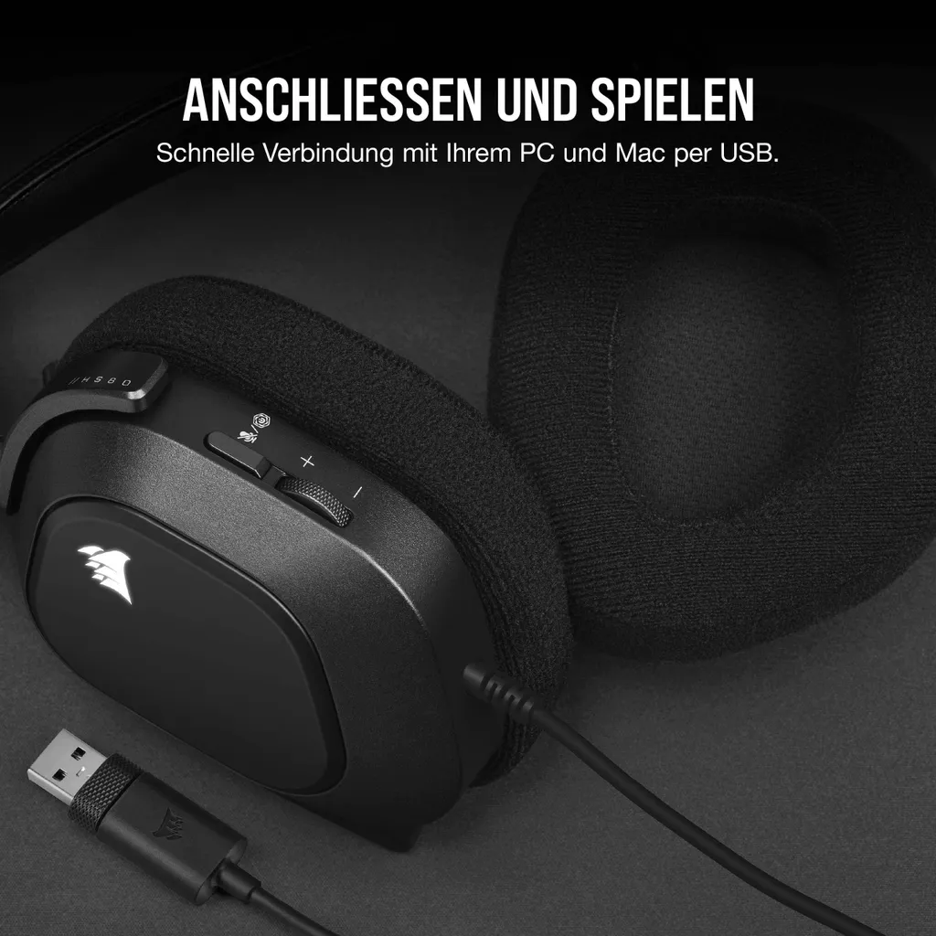 Corsair HS80 RGB USB Casque avec Audio Haute Résolution et Micro Certifié - 15