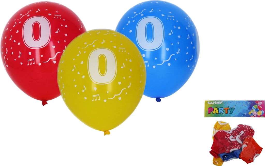 Aufblasbarer Ball 30 cm – 5er-Set, mit der Zahl 0