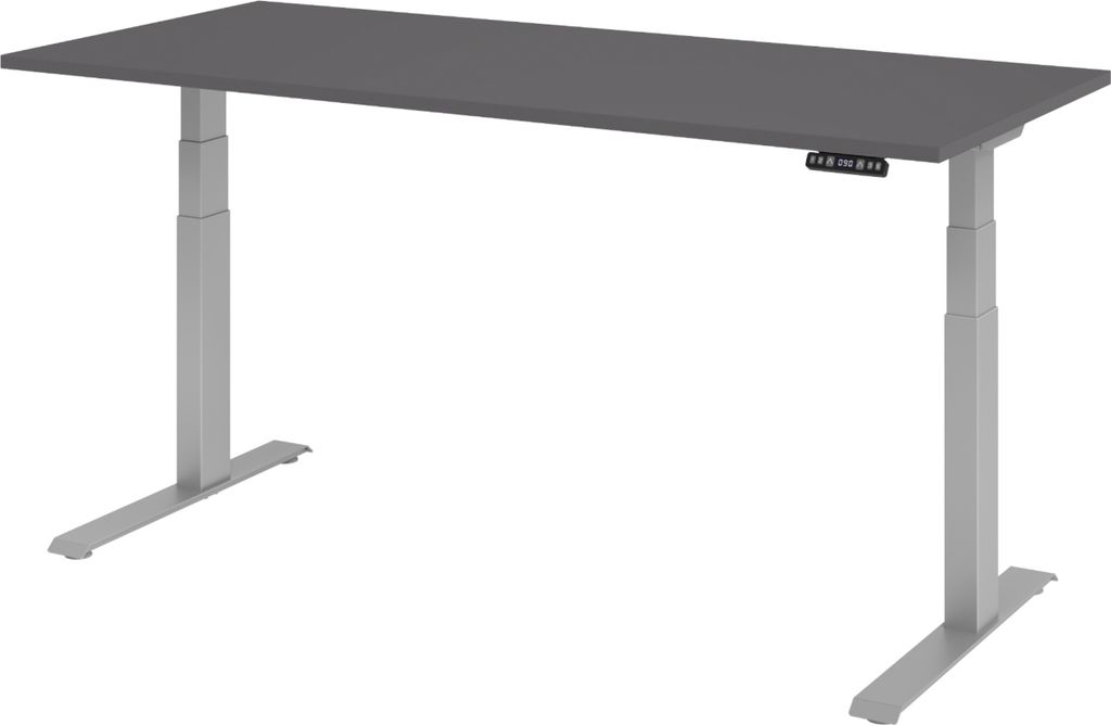bümö Schreibtisch elektrisch XDKB - Gestell: Silber, Nachbildung: Graphit, Größe: 180 x 80 cm