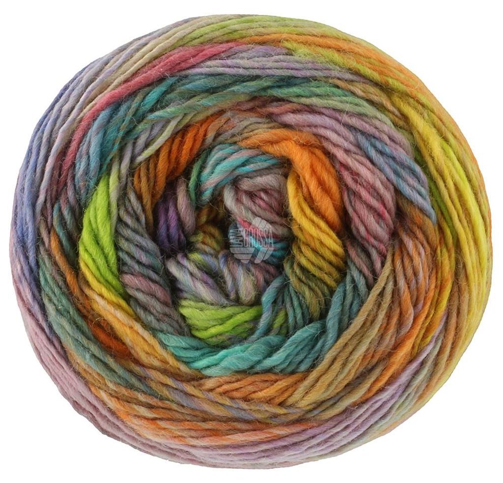 Lana Grossa - Colorissimo 0224 erika pistazie frühlingsgrün braun petrol gelb orange blau rost beige pflaume