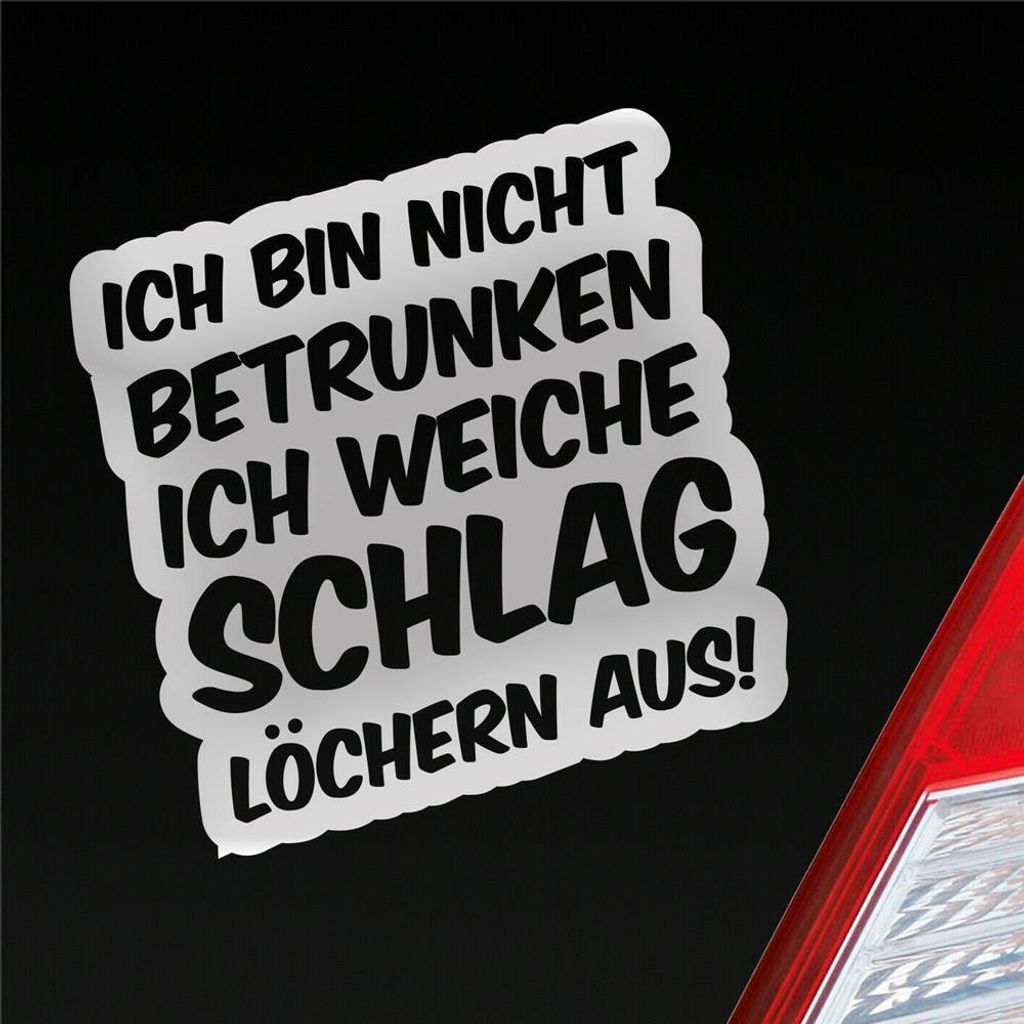 Auto Aufkleber Bin Nicht betrunken weiche Schlaglöchern aus 10x10 cm Silber Sticker Heckscheibenaufkleber