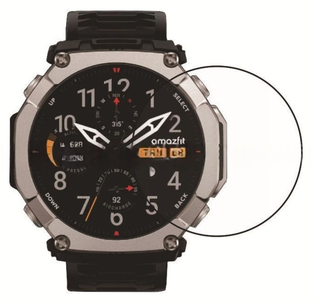 INF Displayschutzfolie kompatibel mit Amazfit T-Rex Ultra 2 — PMMA-Composite, vollklebend, schwarzer Rand, Augenschutz Lila-Licht, 2er-Pack