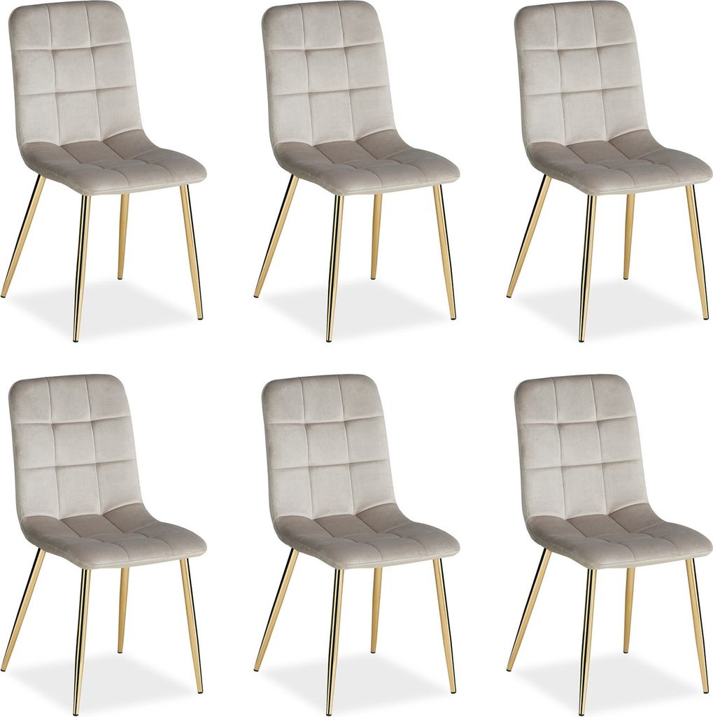 Homestyle4u Čalúnená stolička Gold Set of 6 Grey Jedálenská Obrázok produktu 
