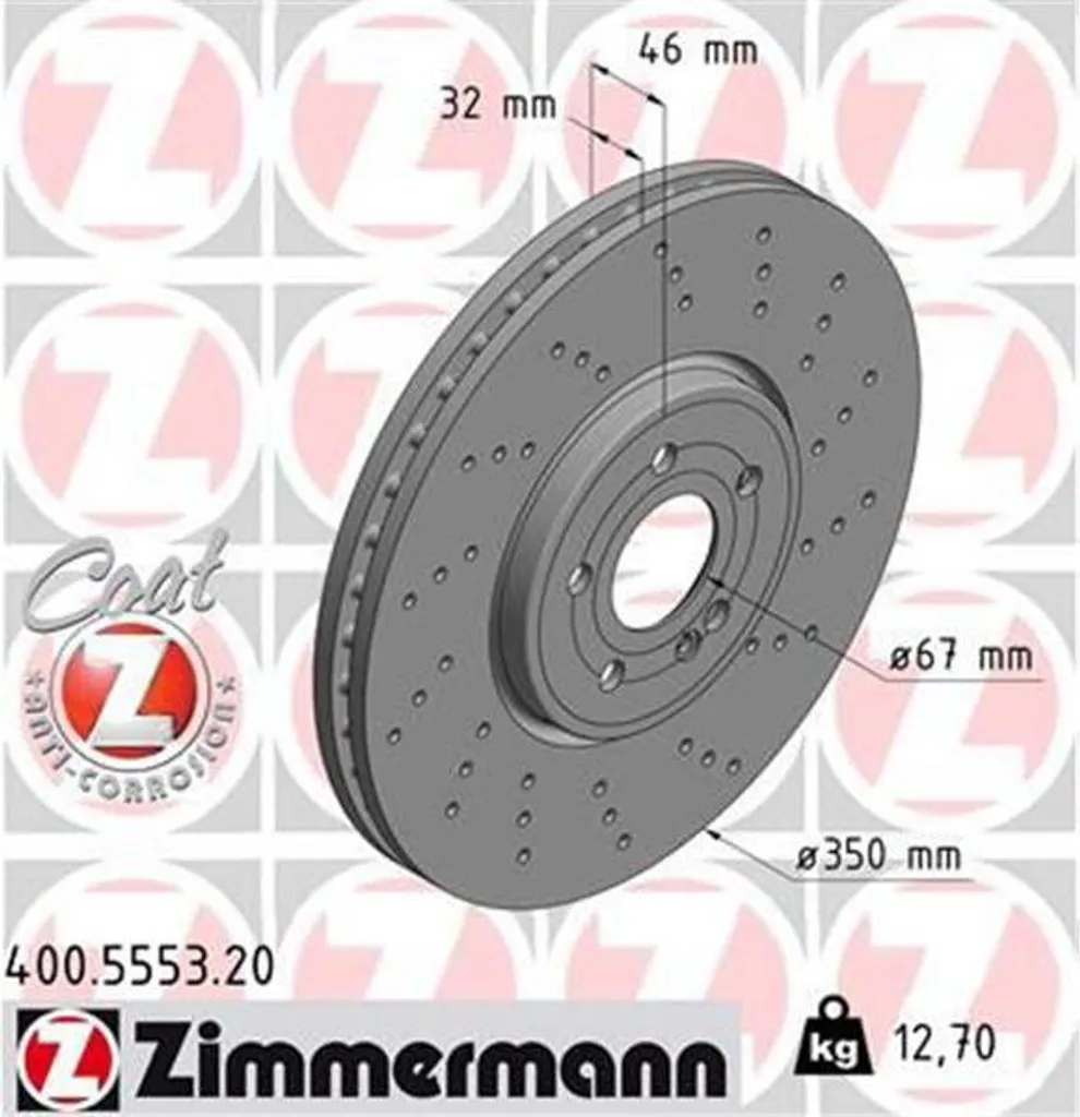 Disque de frein Zimmermann anti-vibration pour Mercedes Classe A