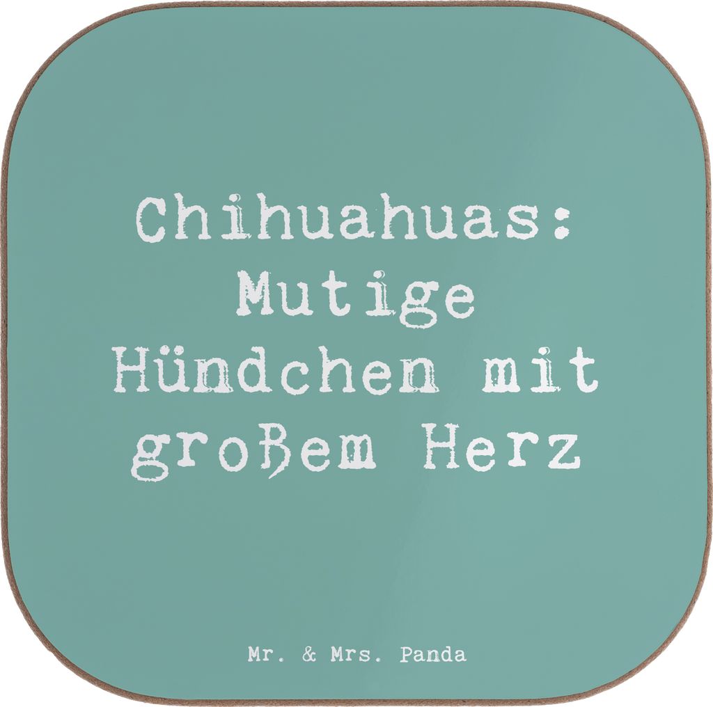 Mr. & Mrs. Panda Holzuntersetzer Spruch Chihuahua Mut - Meeresbrise - Geschenk, herzerwärmend, kleine Hunderasse, Untersetzer für Gläser, Glas, ...