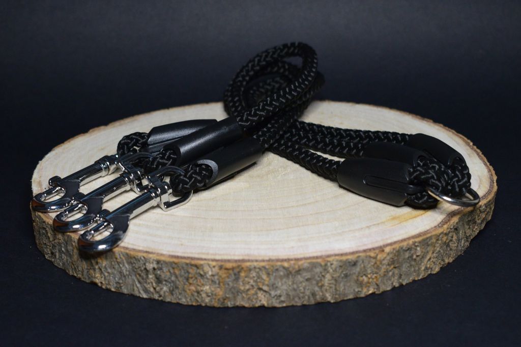 Palkar Hundeleine dreiteilig 40 cm x 8 mm schwarz
