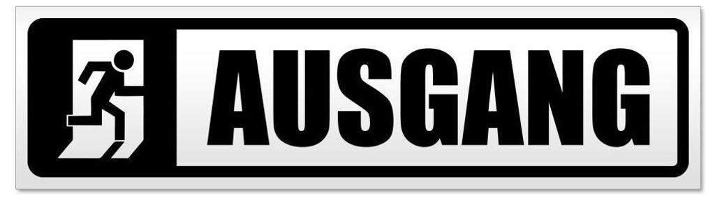 Kiwistar - Autoaufkleber - Schwarz - 20 x 5,3 cm - Ausgang - Hinweis Aufkleber Sticker für Auto, Kfz, Fahrrad, PKW, LKW