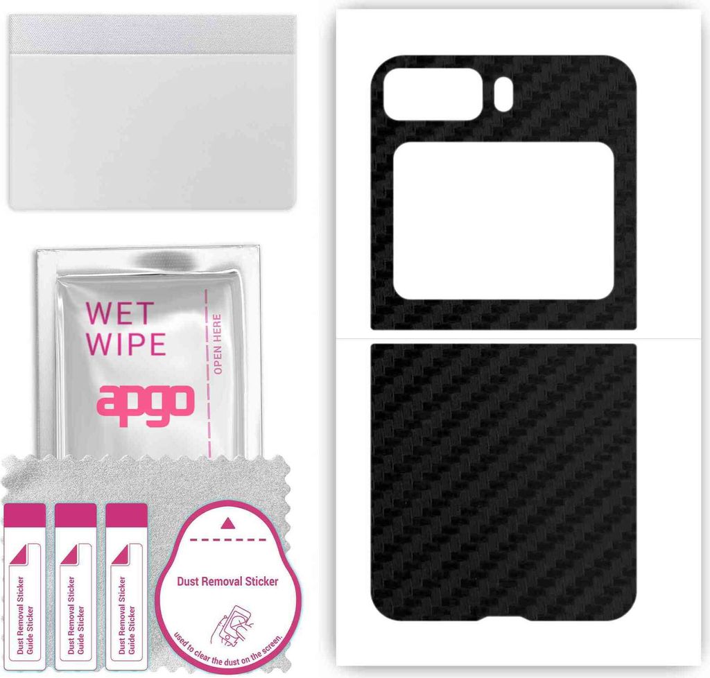 apgo Rückseite Schutzfolie, Skin, kompatibel mit Motorola Razr 2022, Hinten Displayschutzfolie aus Vinylfolie, kratzfest, einfache Montage - Schwa...