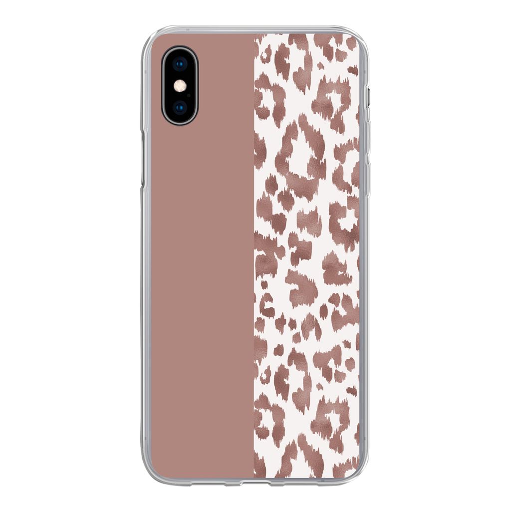 MuchoWow Handyhülle Schutzhülle Hülle für iPhone Xs Tiermuster - Rosa - Tiere Silikon Softcase Handy Hülle - Handytasche