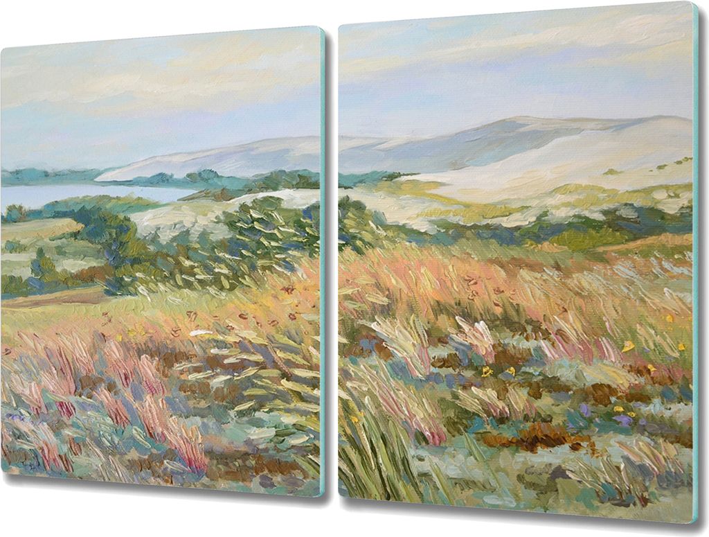 Coloray Küchenbrett Kochplattenabdeckung Hackbrett Schneidebrett Herdabdeckplatte 2x40x52 cm - Wiesenlandschaft