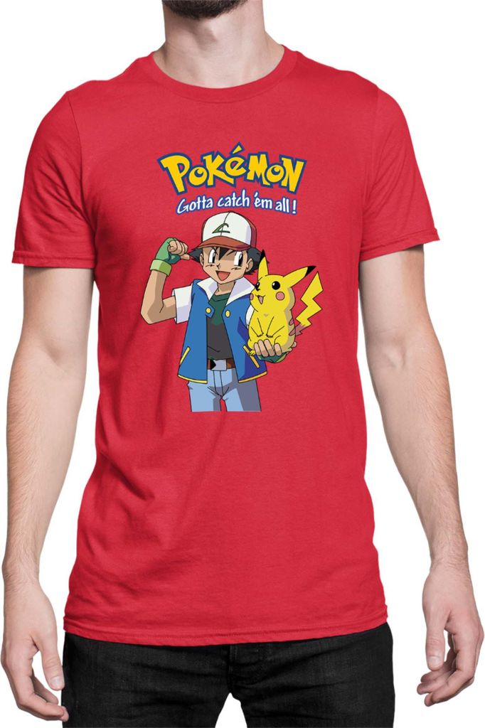 Herren T-Shirt Japan Manga Anime Comics Pokemon 012, Man XL / Rot